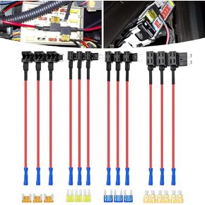 12 PCS Car Additional Circuit Fuse Adapter Kit, MICRO2 Mini ATO Low Profile Blade Dual Slot Fuse Adapter Tap, Circuit Vehicle Equipment, Suitable for Most Cars, Trucks (Multicolored)