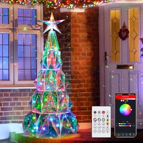 Color Change Smart Christmas Tree, RGB Iridescent Crystal Christmas Tree with Lights & Christmas Topper Star, Music Sync, Timer, Christmas Xmas Party Decorations, Remote & App Control