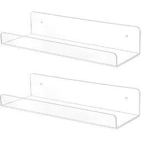 TONICE 2 Pack Acrylic Shelves for Wall 10in Floating Shelf Wall Mounted Set for Room, Bedroom, Bathroom, Kitchen, Living Room, Office Book Shelf Storage Decor