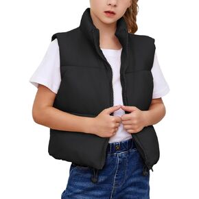 Yimoon Girls Cropped Puffer Vest Lightweight Padded Quilted Vest Stand Collar Warm Sleeveless Puffy Gilet