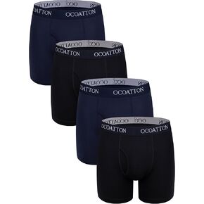 Men's Underwear Cotton Boxer Briefs With Fly 4-Pack