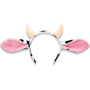 SIOTMERA Cow Ears Headband Animal Ears for Adults, Cow Horns Costume for Makeup Washing Party Cosplay Halloween, 1-4 Pack