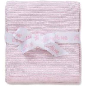 Little Me Unisex Baby Boys Knit Texture Blanket, White/Light Blue, One Size