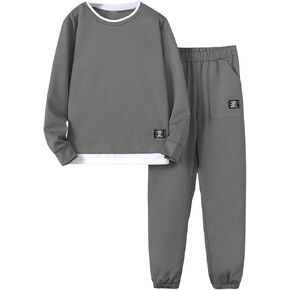 GORGLITTER Boy's 2 Piece Outfits Jogger Sweatsuit Sets Letter Patched 2 In 1 Sweatshirt and Sweatpant Set in Saudi Arabia
