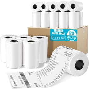 2 1/4" x 50' Thermal Paper, BPA Free Thermal Receipt Paper Rolls for Cash Register POS Receipt, Credit Card Paper, Thermal Printer Paper Fits All Credit Card Terminal, Square Terminal -20 Rolls