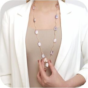 Pearl Necklaces for Women Lariat Necklace Exquisite Long Necklace Baroque Pearl Y Necklace Handmade Lariat Sweater Necklace Rose Gold Long Necklace Women Jewelry Gifts