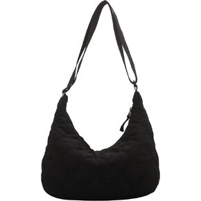 Puffer Quilted Tote Bag for Women Puffy Padded Crossbody Purse Soft Lightweight Shoulder Bag with Zipper