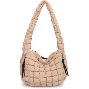 Quilted Tote Bag, Small Lightweight Quilted Bag Puffer Tote Bag Trendy Puffy Purse Hobo Bag for Women