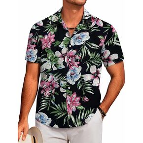 COOFANDY Mens Hawaiian Shirts Short Sleeve Floral Button Down Shirt Tropical Casual Summer Beach Shirts