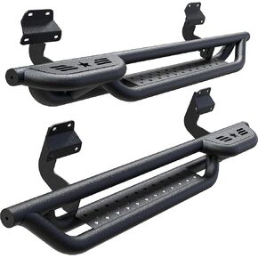 Running Boards Compatible with 2015-2024 Ford F150 F 150, 2017-2024 Ford F250 F350 Super Duty SuperCrew/Crew Cab 4 Full Size Doors, 6" 2-Stairs Side Step Rails Coated Black Carbon Steel Nerf Bars