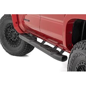 Rough Country Black Oval Nerf Side Steps for Toyota Tacoma (2024) Double Cab