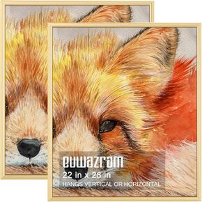 22x28 Frame - Set of 2, Sleek and Modern Gold 22x28 Poster Frame, 22 x 28 Picture Frame for Artwork, Puzzles, Photos and Movie Posters