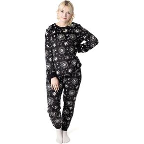 Disney The Nightmare Before Christmas Womens Pajama Set | Adults Jack Skellington Graphic Top & Bottoms in Black