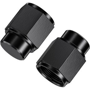 2PCS 8AN Female Block Off Flare Cap Fitting, Black Anodized Aluminum Hard Hex Head Nut Plug Adapter, Automotive Accessories Suitable for Vehicle Fuel Oil Line End Modification