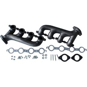 1 Set SHLPDFM Exhaust Manifold LS Swap Cast Iron Raw Exhaust Manifold Headers Fits for Chevrolet LS1LS2LS3 4.8L 5.3L 6.0L WITH All Gaskets and Hardware and Flanges