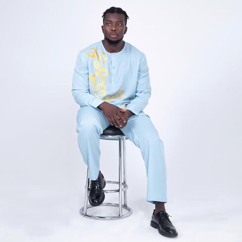 African Dashiki Outfits for Men African Suits Long Sleeve Print Shirts and Pant African Mens Clothing Wedding Wear in Kuwait