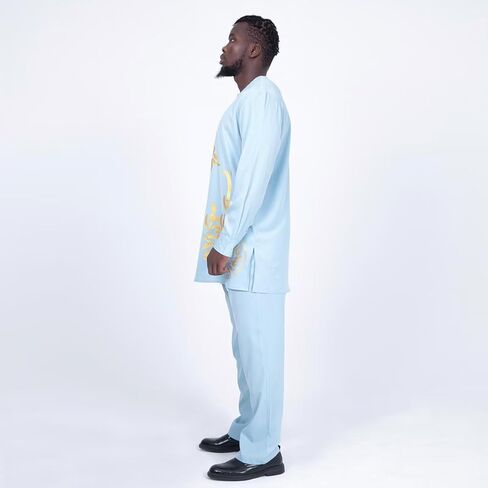 African Dashiki Outfits for Men African Suits Long Sleeve Print Shirts and Pant African Mens Clothing Wedding Wear in Kuwait