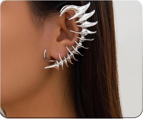 Gothic Jarring Clip Hip Hop Retro Spinal Ear Clip Punk Style Jarring Bone Stud Crawling Statement Earring Jewelry for Women in Saudi Arabia