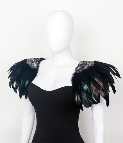 L'VOW القوطية المرأة الطبيعية ريش الكتفية تتغاضى عن حزام الكتف لزي عيد الهالوين الكرنفال in Kuwait