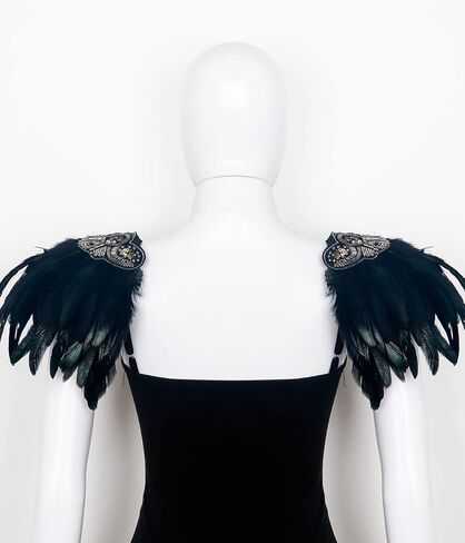 L'VOW القوطية المرأة الطبيعية ريش الكتفية تتغاضى عن حزام الكتف لزي عيد الهالوين الكرنفال in Kuwait