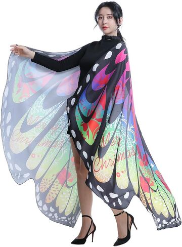 AWAYTR Women Butterfly Wings Shawl - Fairy Ladies Cape Halloween Dress Up Costume Accessory in Saudi Arabia
