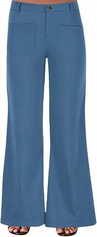 Flamingals Women's Pocket Detail Wide Leg Jeans Low Waist Vintage Pants in Saudi Arabia