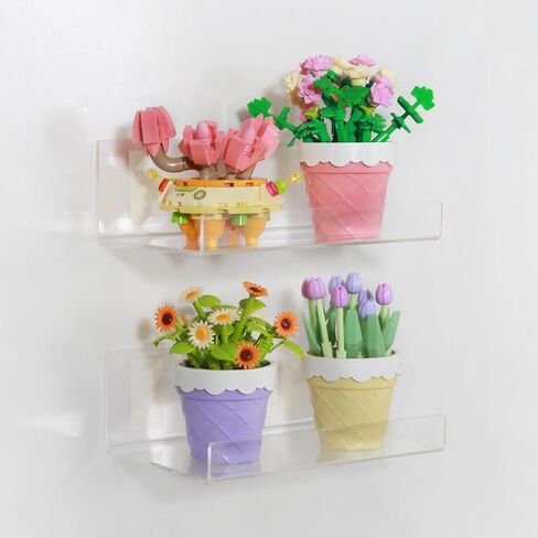 TONICE 2 Pack Acrylic Shelves for Wall 10in Floating Shelf Wall Mounted Set for Room, Bedroom, Bathroom, Kitchen, Living Room, Office Book Shelf Storage Decor in Saudi Arabia