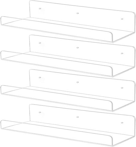 TONICE 2 Pack Acrylic Shelves for Wall 10in Floating Shelf Wall Mounted Set for Room, Bedroom, Bathroom, Kitchen, Living Room, Office Book Shelf Storage Decor in Saudi Arabia