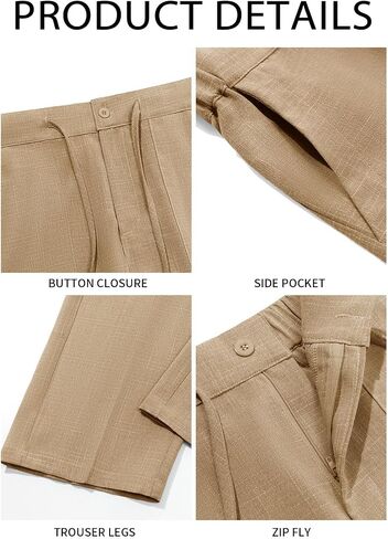 Runcati Mens Casual Pants Elastic Waist Drawstring Pants Lightweight Summer Beach Yoga Linen Trousers in Saudi Arabia