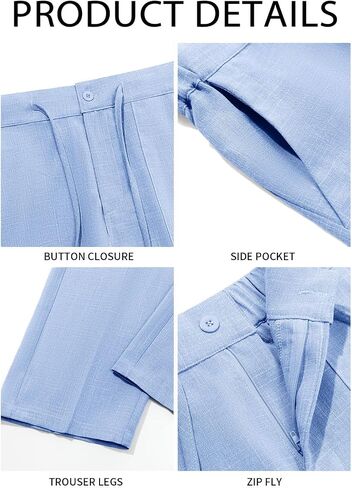 Runcati Mens Casual Pants Elastic Waist Drawstring Pants Lightweight Summer Beach Yoga Linen Trousers in Saudi Arabia