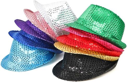 قبعات فيدورا مطرزة بالترتر للأطفال، ألوان متنوعة، بالجملة، ماردي جراس، زي العصابات in Kuwait