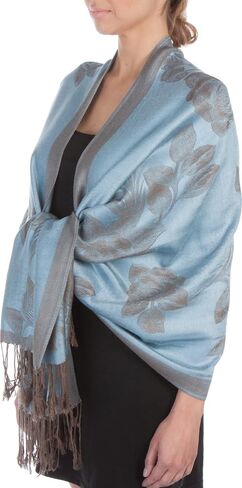 Sakkas Two Tone Floral Rose Reversible Pashmina Scarf Shawl Wrap Stole for Women in Kuwait