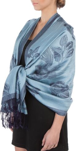 Sakkas Two Tone Floral Rose Reversible Pashmina Scarf Shawl Wrap Stole for Women in Kuwait