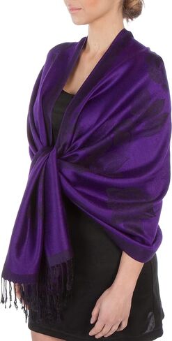 Sakkas Two Tone Floral Rose Reversible Pashmina Scarf Shawl Wrap Stole for Women in Kuwait