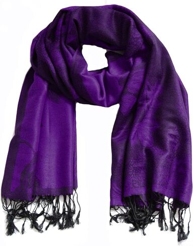 Sakkas Two Tone Floral Rose Reversible Pashmina Scarf Shawl Wrap Stole for Women in Kuwait