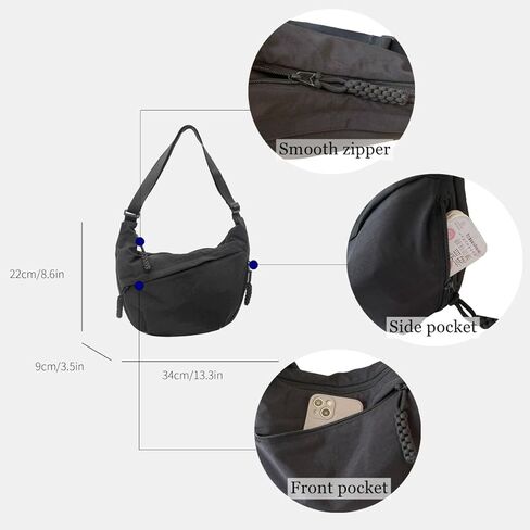 GRPKSSIB حقيبة الهلال النايلون المتشرد حقائب كروسبودي حقيبة رافعة عادية حقائب كتف مترهل حقيبة ساعي السفر للنساء الرجال in Kuwait