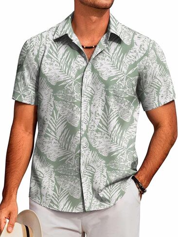 COOFANDY Mens Hawaiian Shirts Short Sleeve Floral Button Down Shirt Tropical Casual Summer Beach Shirts in Saudi Arabia