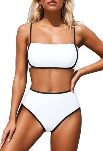 Pink Queen 2025 Women's High Waisted Bikini Sets Two Piece Swimsuit Color Block High Cut Bathing Suits Beach in Saudi Arabia