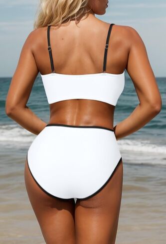 Pink Queen 2025 Women's High Waisted Bikini Sets Two Piece Swimsuit Color Block High Cut Bathing Suits Beach in Saudi Arabia