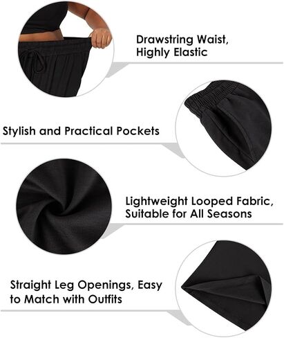 TIYOMI Plus Size Wide Leg Sweatpants for Women Drawstring Elastic Yoga Pants with Pockets XL-5XL in Kuwait