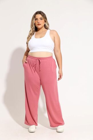 بنطال رياضي واسع الساق من TIYOMI للنساء بنطال يوجا مرن برباط مع جيوب مقاس XL-5XL in Kuwait