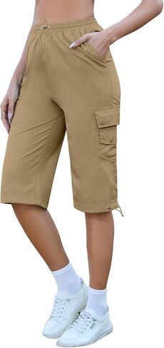 Marvmys Women's Cargo Capris Hiking Pants Lightweight Quick Dry Outdoor Athletic Travel Casual Loose Comfy with Pockets in Kuwait