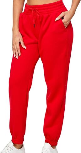 IUUI Sweatpants للنساء عالية مكدسة الخصر الصوف المرأة الركض مع جيوب صالة السراويل لممارسة اليوغا تجريب in Saudi Arabia