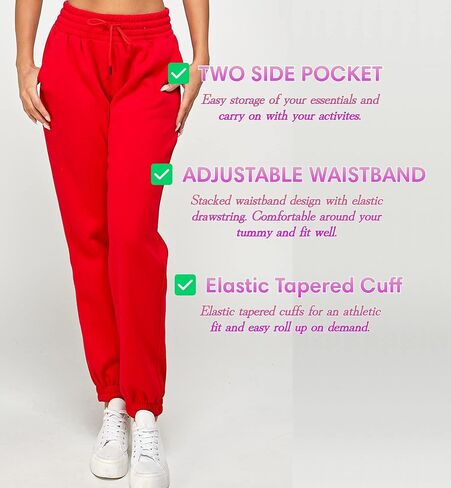 IUUI Sweatpants للنساء عالية مكدسة الخصر الصوف المرأة الركض مع جيوب صالة السراويل لممارسة اليوغا تجريب in Saudi Arabia