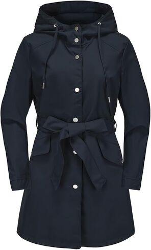 Women's Raincoat Lightweight Rain Jacket Waterproof with Hood Trench Coat with Belt in Saudi Arabia