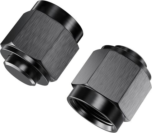 2PCS 8AN Female Block Off Flare Cap Fitting, Black Anodized Aluminum Hard Hex Head Nut Plug Adapter, Automotive Accessories Suitable for Vehicle Fuel Oil Line End Modification in Saudi Arabia
