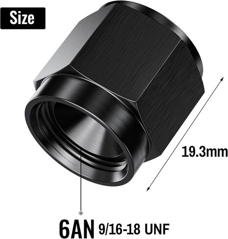 2PCS 8AN Female Block Off Flare Cap Fitting, Black Anodized Aluminum Hard Hex Head Nut Plug Adapter, Automotive Accessories Suitable for Vehicle Fuel Oil Line End Modification in Saudi Arabia