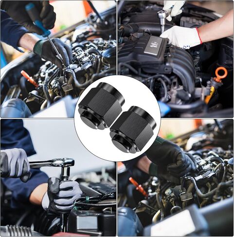 2PCS 8AN Female Block Off Flare Cap Fitting, Black Anodized Aluminum Hard Hex Head Nut Plug Adapter, Automotive Accessories Suitable for Vehicle Fuel Oil Line End Modification in Saudi Arabia