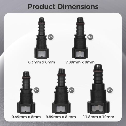 yeesport 15 PCS Assorted Fuel Line Straight Quick Connector Kit, Automobile Fuel Line Replacement Connectors, Car Fuel Line Adapter Set for Convenient Replacement in Saudi Arabia