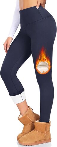 CTHH Women's Fleece Lined Leggings Winter Warm Workout Tights High Waisted Tummy Control Thick Thermal Velvet Yoga Pants in Saudi Arabia